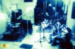 Band quartet, while recording together