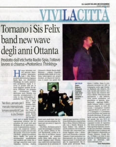 La Gazzetta del Mezzogiorno - 07/01/2016 - Tornano i Sis Felix, band new wave degli anni ottanta
