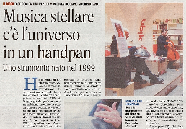 La Gazzetta del Mezzogiorno - 19 Feb 2018 - Musica stellare: c'è l'universo in un handpan