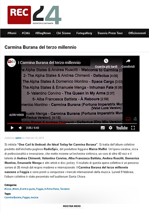 Rec24 - 10 Febbraio 2015 - Carmina Burana del terzo millennio